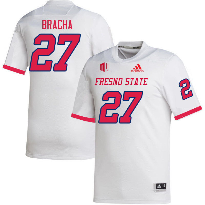 Men #27 Camryn Bracha Fresno State Bulldogs College Football Jerseys Stitched Sale-White - Click Image to Close